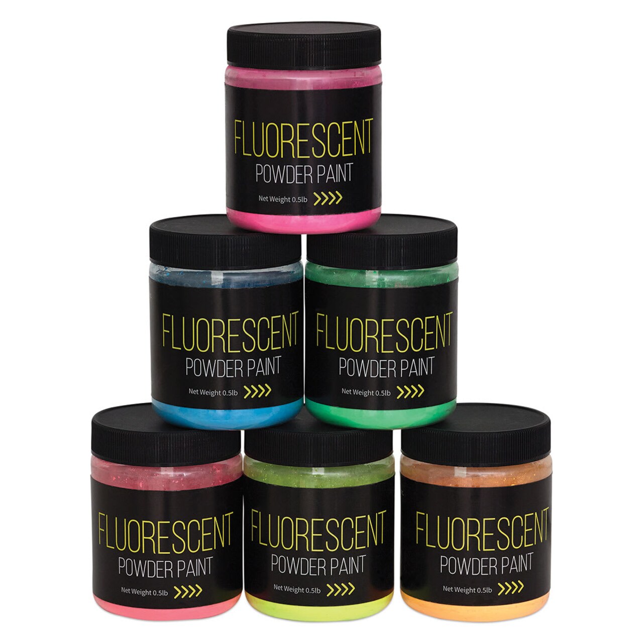 Richeson Powder Tempera Paint - Fluorescent Set of 6, 1/2 lb jars